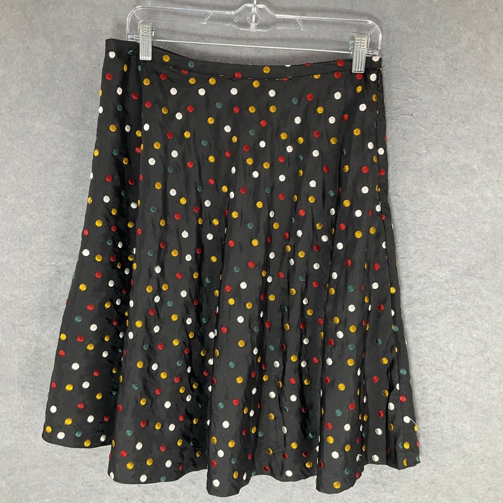 Sundance Black Polka Dot Skirt A-Line Midi Career Party Women's‎ Size 8